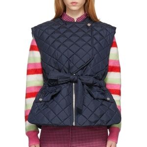 Ganni Dark Blue Quilted Vest